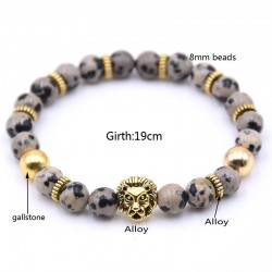 Lion head bracelet with natural stone beadsBracelets