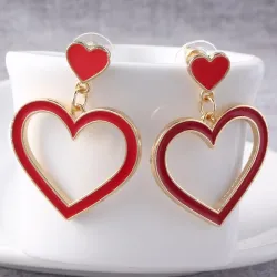 Heart shaped long earrings