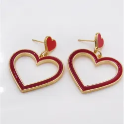 Heart shaped long earrings