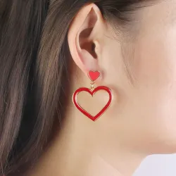 Heart shaped long earrings