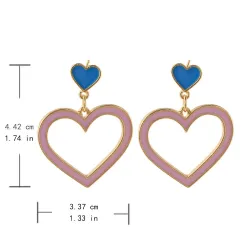 Heart shaped long earrings