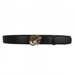 Leather belt with a tiger's headBelts