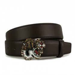 Leather belt with a tiger's head