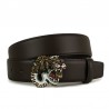 Leather belt with a tiger's head