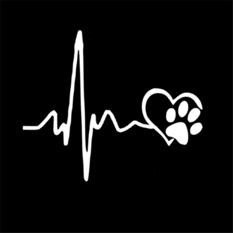Heartbeat & pet footprint - vinyl car stickerStickers