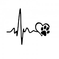 heartbeat love dog footprints funny car sticker - pull fuel tank pointer reflective vinyl car sticker