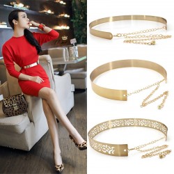 Fashionable metallic belt with a chainBelts