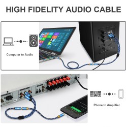 EMK 35mm Female to 2RCA Male Stereo Audio Cable Gold Plated for Smartphones MP3 Tablets Home The