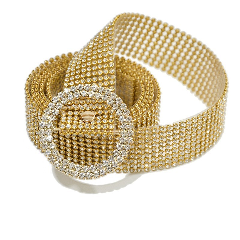 Fashion Thin Shiny Rhinestone Belt Transparent Crystal Belts For Women s Casual Metal Buckle Pvc Le
