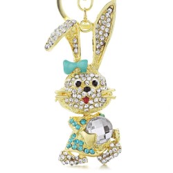 Gold & crystal bunny rabbit keychainKeyrings