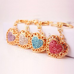Dalaful Hollow Out Love Heart Key Chains Rings Holder For Lovers Sweetheart Pendant For Car Keyrings