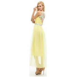 Langes Chiffon elegantes gelbes Kleid