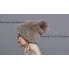 Knitted rabbit fur hat with pompomHats & Caps