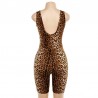 Cryptographic Sexy Deep V-Neck Sleeveless Leopard Rompers Womens Jumpsuit Short Summer Streetwear Pl