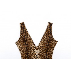 Cryptographic Sexy Deep V-Neck Sleeveless Leopard Rompers Womens Jumpsuit Short Summer Streetwear Pl