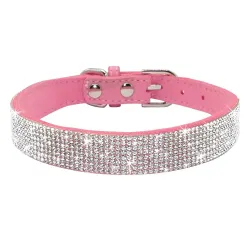 Lederhalsband mit Strasssteinen für Hunde und Katzen