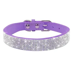 Lederhalsband mit Strasssteinen für Hunde und Katzen