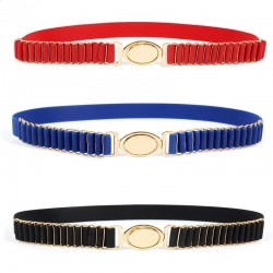 Elegant elastic belt with gold round buckleBelts