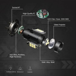 2pcs LED-Lampe super hell Auto Nebelscheinwerfer - 12v 24v 6000k weißes Auto fahren 21 3030-SMD Lauflicht auto led h7 Lampe