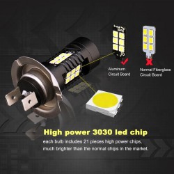 2pcs LED-Lampe super hell Auto Nebelscheinwerfer - 12v 24v 6000k weißes Auto fahren 21 3030-SMD Lauflicht auto led h7 Lampe