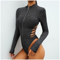 Sexy backless bodysuit with turtleneck and zipperLingerie