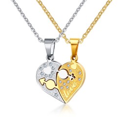 rhinestone Charme Anhänger Halskette - Liebe Herz geformte Kettenkette Halskette - Geschenk Schmuck Zubehör