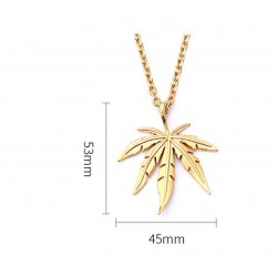 gold silver plated cannabiss small weed herb charm necklace - maple leaf pendant necklace - hip hop jewelryNecklaces