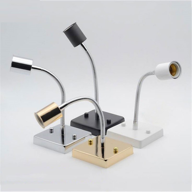 Universal 360 degree E27 lamp holder - ceramic screw socket lamp base - aluminum hose goose neck square baseWall lights