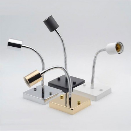 Universal 360 degree E27 lamp holder - ceramic screw socket lamp base - aluminum hose goose neck square baseWall lights