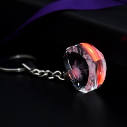 Rose flower in crystal heart - LED - keychainKeyrings