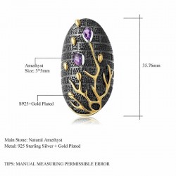 Vintage purple zircon - gold tree - ringRings