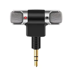 Tragbares Stereo-Aufnahmemikrofon - vergoldet Stecker - 3,5mm Minibuchse für Smartphone