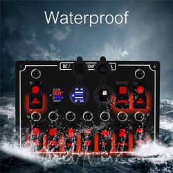 Rocker switch panel - 12V - 10-gang - LED - cigarette lighter - waterproof for car - boat - truckElectronics & Tools