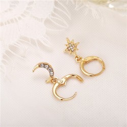 Crystal star & moon - gold earringsEarrings