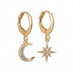 Crystal moon & star - gold & silver earringsEarrings