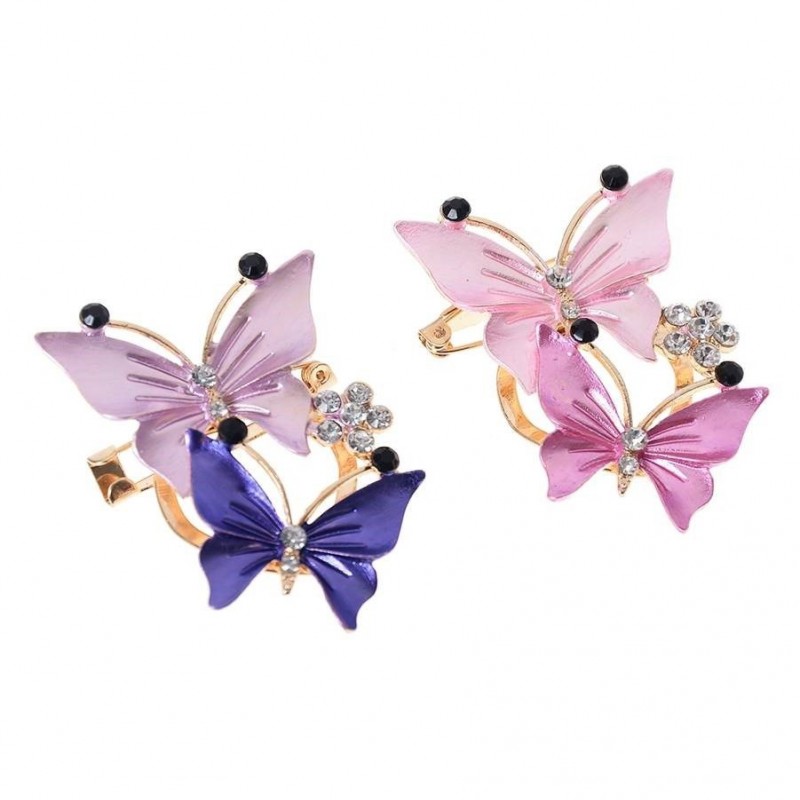 Pink Blue Butterfly BroochesBrooches
