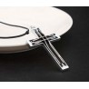 Double hollow-out stainless steel Cross - leather necklaceNecklaces
