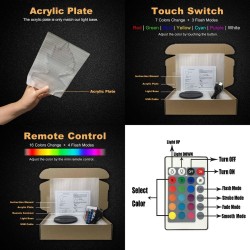 3D Eule - LED Nachtlampe - USB - Touch Control / Fernbedienung