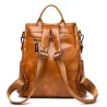 Casual Ledertasche - Krokodilhautdesign - braun / schwarz - Rucksack