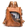 Casual Ledertasche - Krokodilhautdesign - braun / schwarz - Rucksack