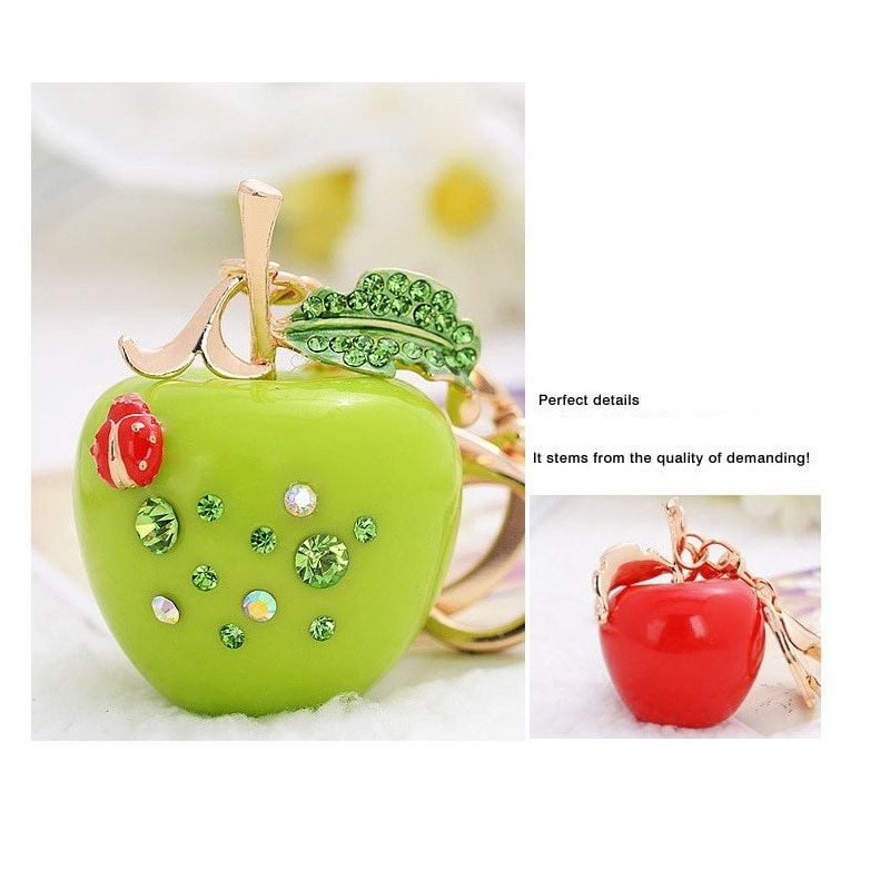 Crystal apple keychain - green - redKeyrings