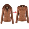 Winter leather jacket - removable inner lining with hood - waterproof - plus sizeJackets