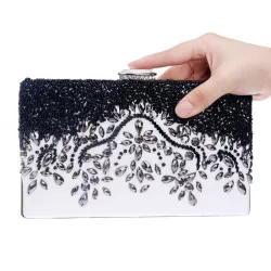 Crystal rhinestone purse - rectangle - black - ladiesBags