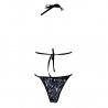 Vintage print bikini set - swimwear - blackSwimming