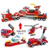 Fire Truck - Auto - Hubschrauber - Boot - 4 in 1 Bausteine Set - 348pcs - Kinder - Spielzeug