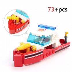 Fire Truck - Car - Helicopter - Boat - 4 in 1 Building Blocks Set - 348pcs - Children - ToysToys