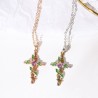 Kreuz mit Blätter Anhänger - Halskette - Frauen