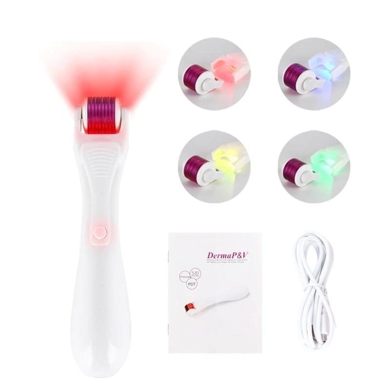 Electric micro needle with LED - titanium derma roller - anti-wrinkle - rejuvenating face / body massagerMassage