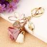 FancyFantasy Flower Key ring Chiffon Tassel Car keychains Lady Couple Bag Ornaments Creative Fashio