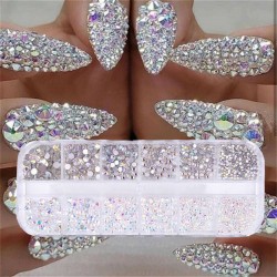 12 boxes / set - AB crystal - rhinestone - diamond gem - glitter - nail artNails